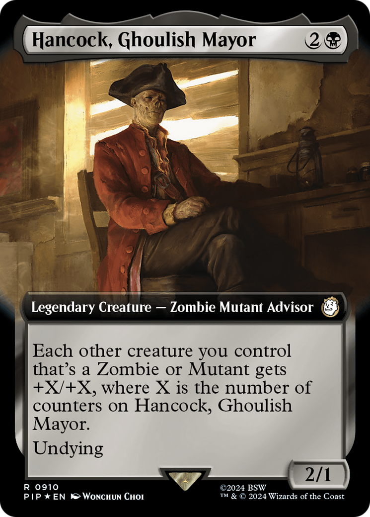 Hancock, Ghoulish Mayor (Extended Art) (Surge Foil) [Fallout] | Rook's Games and More