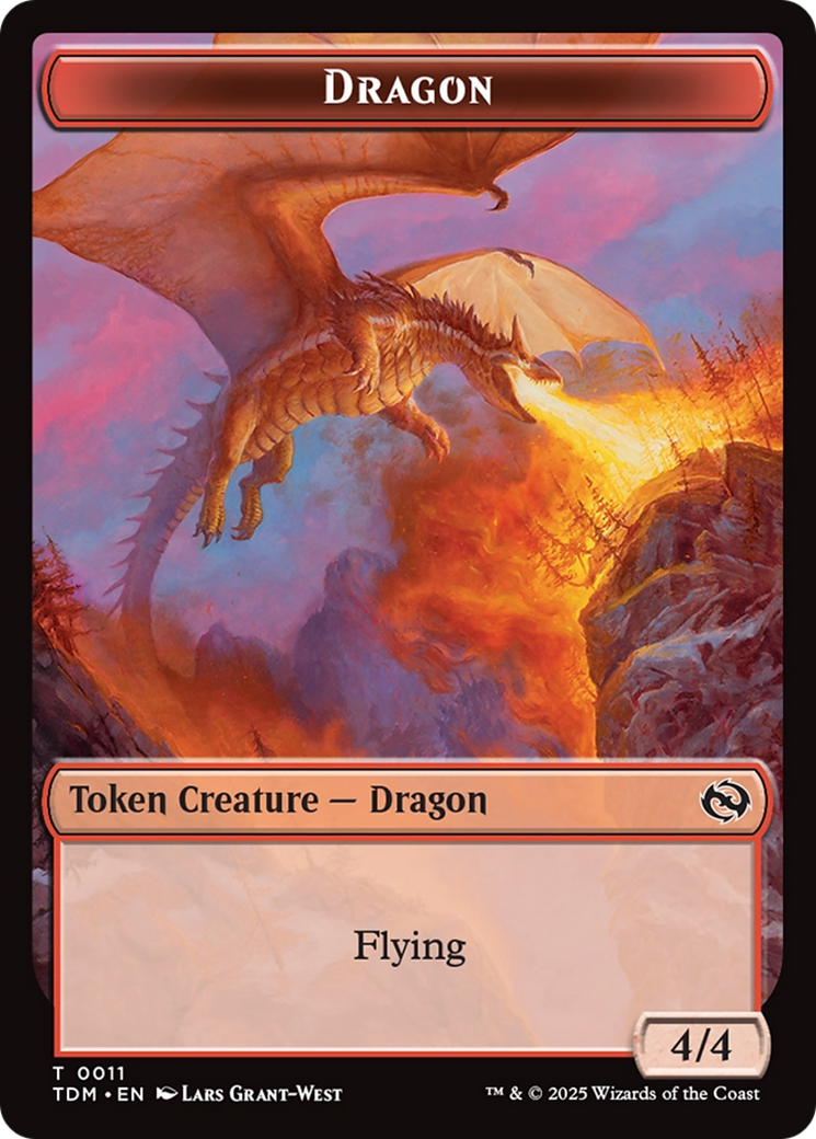 Dragon (0011) // Warrior Double-Sided Token [Tarkir: Dragonstorm Tokens] | Rook's Games and More
