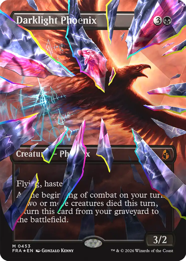 Darklight Phoenix (Borderless) (Facet Foil) (0453) [Reality Fracture] | Rook's Games and More