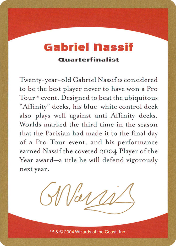 Gabriel Nassif Bio [World Championship Decks 2004] | Rook's Games and More