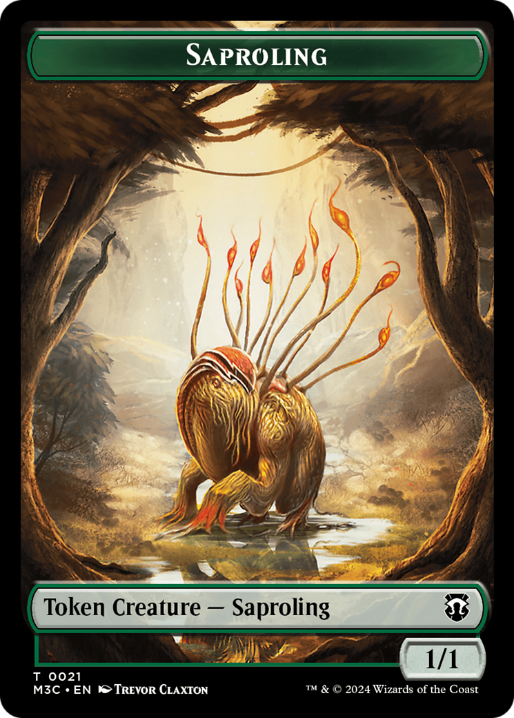 Tarmogoyf (Ripple Foil) // Saproling Double-Sided Token [Modern Horizons 3 Commander Tokens] | Rook's Games and More