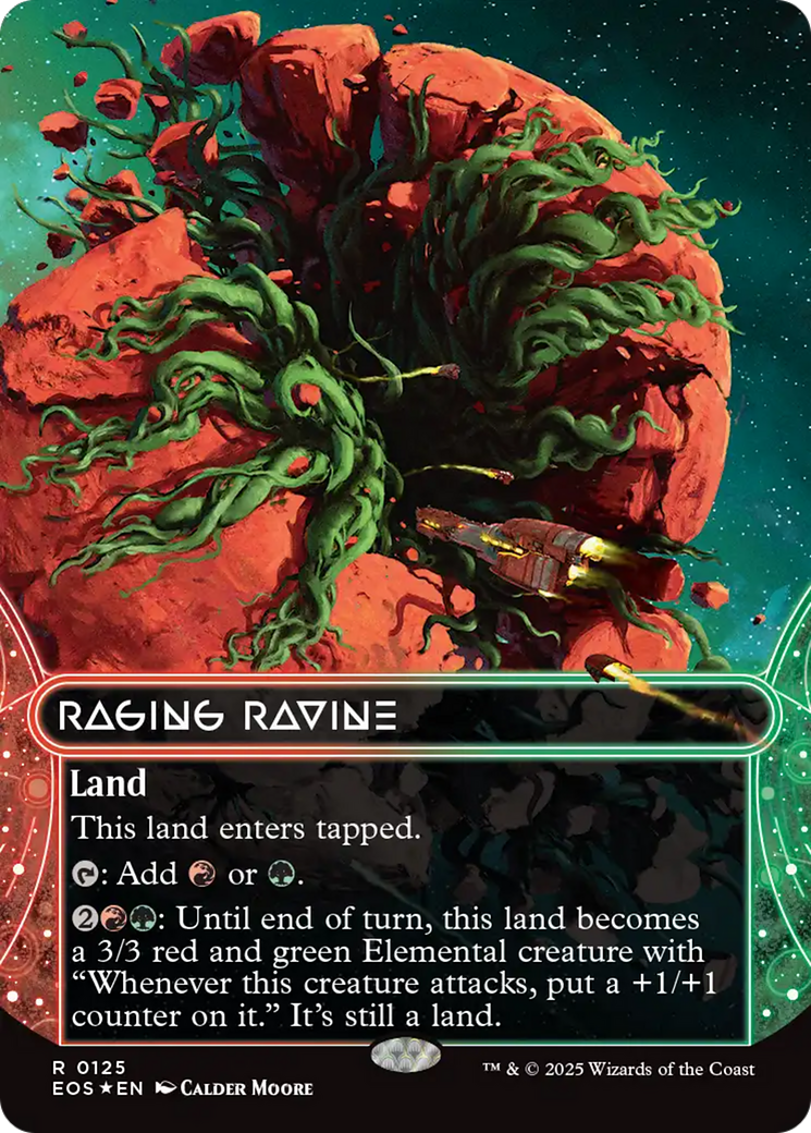 Raging Ravine (0125) (Borderless) (Galaxy Foil) [Edge of Eternities: Stellar Sights] | Rook's Games and More