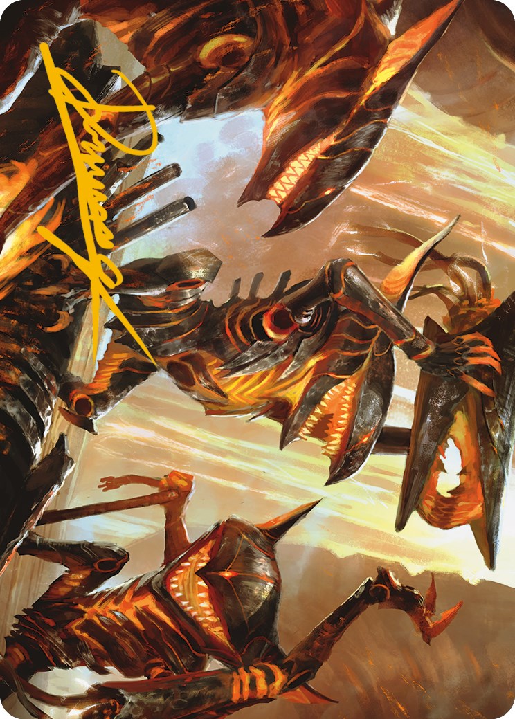 Gleeful Demolition Art Card (Gold-Stamped Signature) [Phyrexia: All Will Be One Art Series] | Rook's Games and More