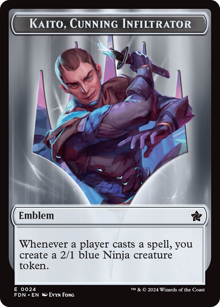 Emblem - Kaito, Cunning Infiltrator // Ninja Doubled-Sided Token [Foundations Tokens] | Rook's Games and More