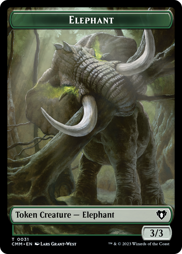 Soldier // Elephant Double-Sided Token [Commander Masters Tokens] | Rook's Games and More