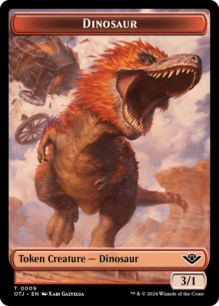 Mercenary // Dinosaur Double-Sided Token [Outlaws of Thunder Junction Tokens] | Rook's Games and More