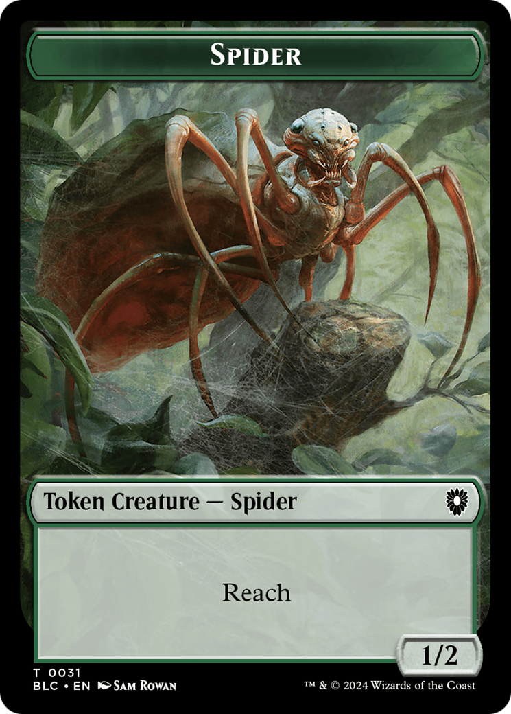 Spider // Blood Double-Sided Token [Bloomburrow Commander Tokens] | Rook's Games and More