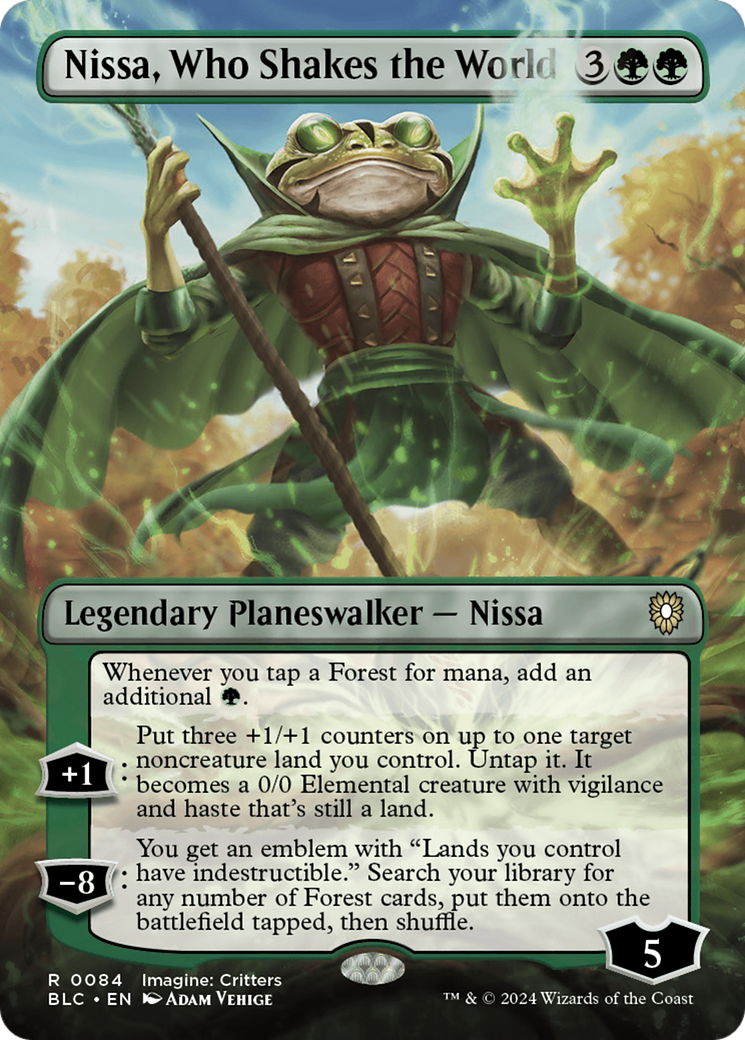 Nissa, Who Shakes the World (Borderless) [Bloomburrow Commander] | Rook's Games and More