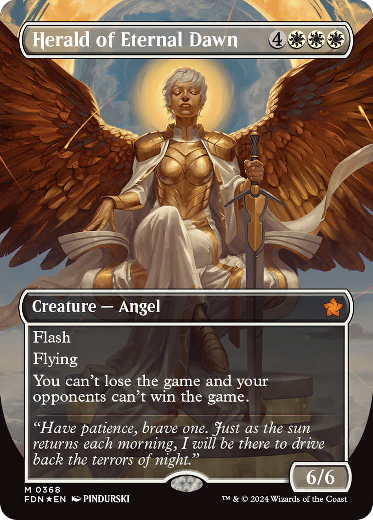 Herald of Eternal Dawn (Borderless) (Mana Foil) [Foundations] | Rook's Games and More