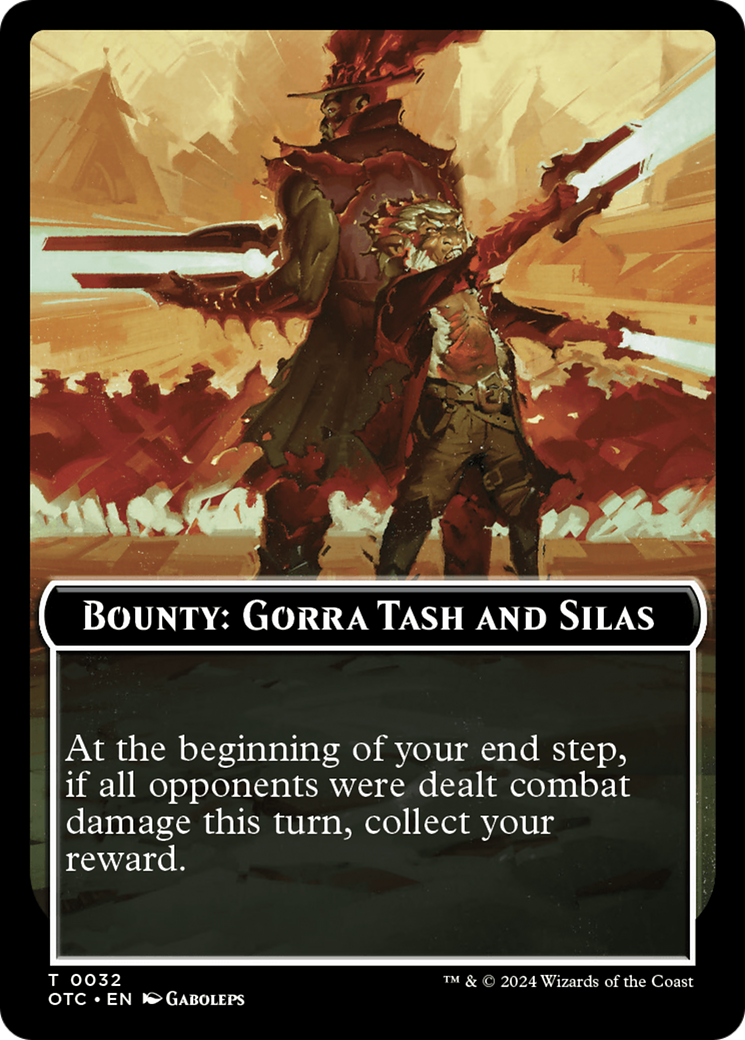 Bounty: Gorra Tash and Silas // Bounty Rules Double-Sided Token [Outlaws of Thunder Junction Commander Tokens] | Rook's Games and More
