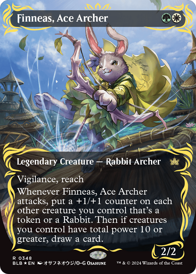 Finneas, Ace Archer (Borderless) (Raised Foil) [Bloomburrow] | Rook's Games and More