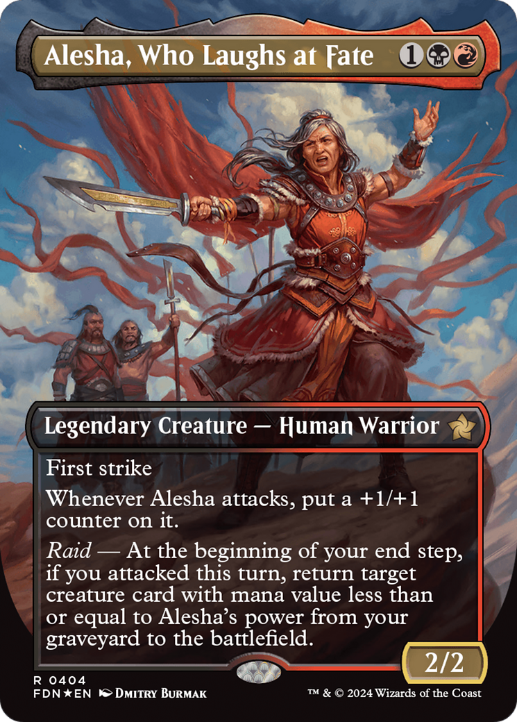 Alesha, Who Laughs at Fate (Borderless) (Mana Foil) [Foundations] | Rook's Games and More