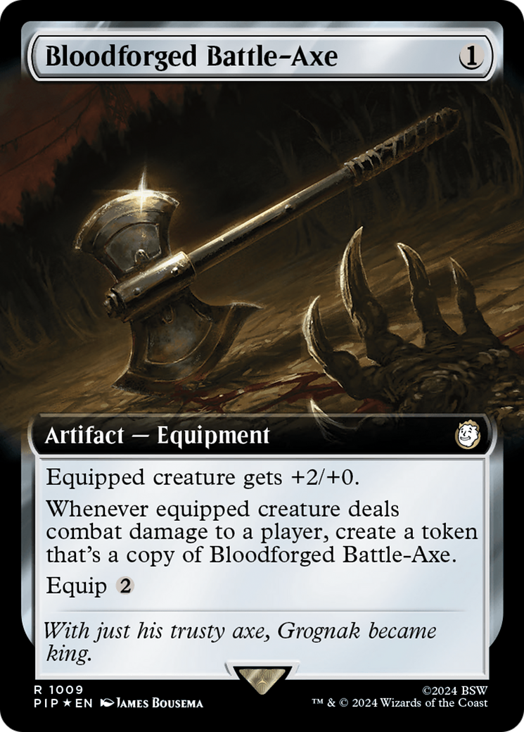 Bloodforged Battle-Axe (Extended Art) (Surge Foil) [Fallout] | Rook's Games and More