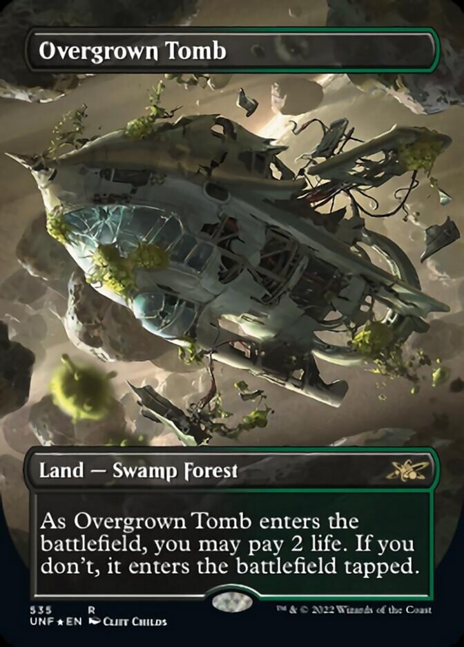 Overgrown Tomb (Borderless) (Galaxy Foil) [Unfinity] | Rook's Games and More