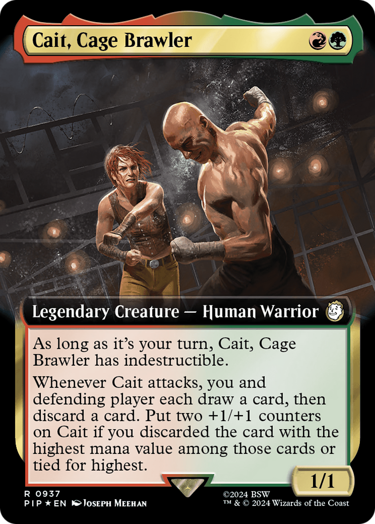 Cait, Cage Brawler (Extended Art) (Surge Foil) [Fallout] | Rook's Games and More