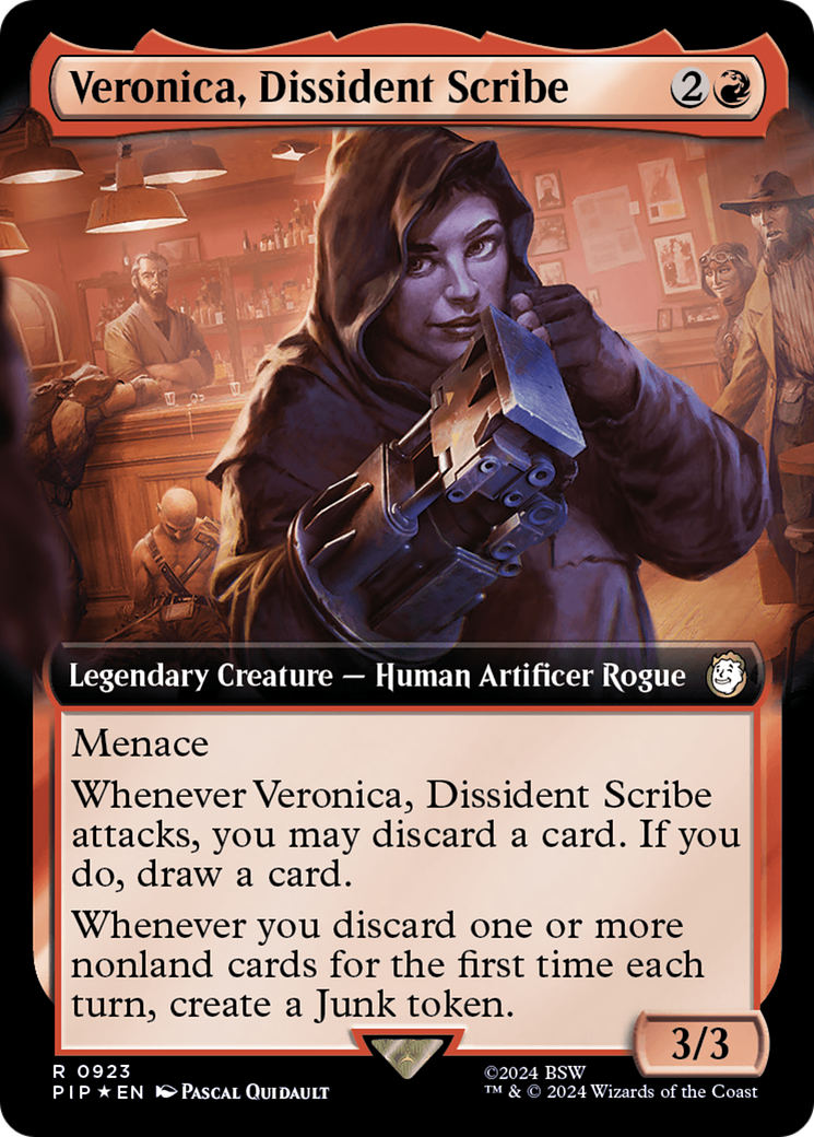 Veronica, Dissident Scribe (Extended Art) (Surge Foil) [Fallout] | Rook's Games and More