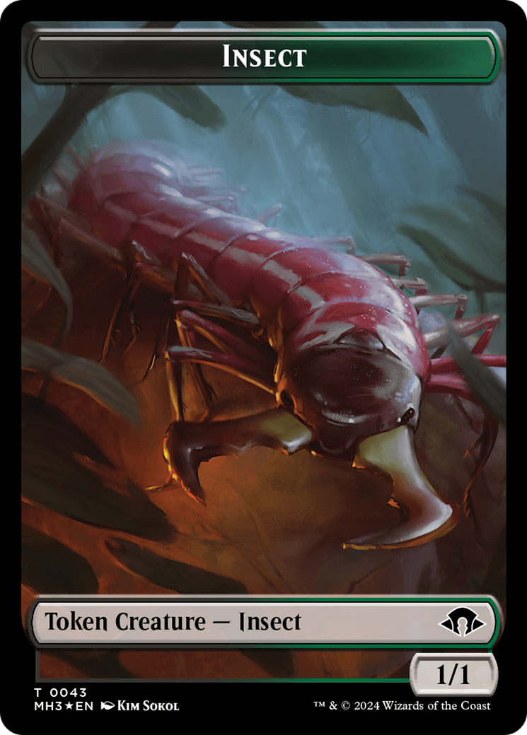 Insect (0043) (Ripple Foil) // Zombie Double-Sided Token [Modern Horizons 3 Tokens] | Rook's Games and More