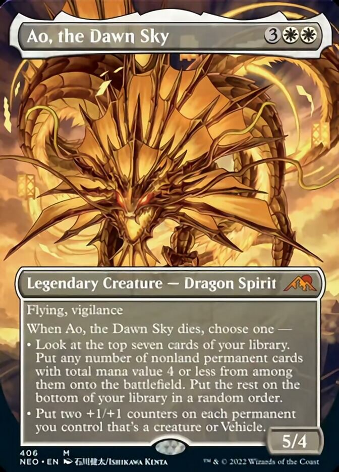 Ao, the Dawn Sky (Borderless Alternate Art) [Kamigawa: Neon Dynasty] | Rook's Games and More