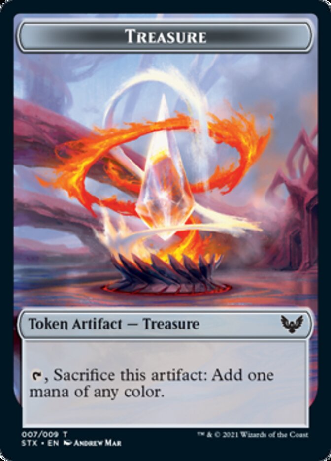 Spirit // Treasure Double-Sided Token [Strixhaven: School of Mages Tokens] | Rook's Games and More