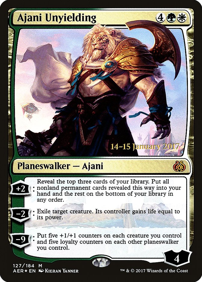 Ajani Unyielding [Aether Revolt Prerelease Promos] | Rook's Games and More