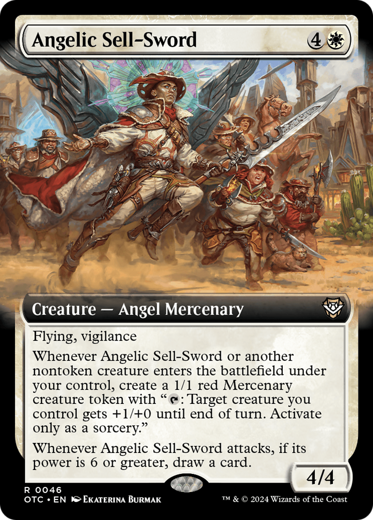 Angelic Sell-Sword (Extended Art) [Outlaws of Thunder Junction Commander] | Rook's Games and More