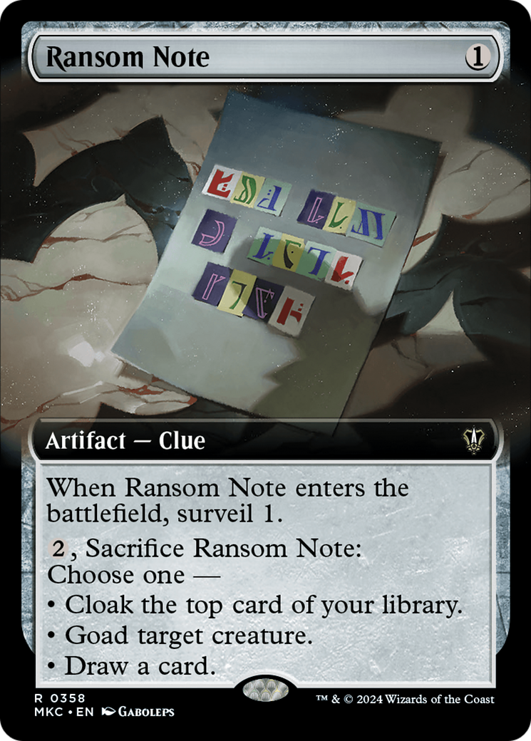 Ransom Note (0358) (Extended Art) [Murders at Karlov Manor Commander] | Rook's Games and More