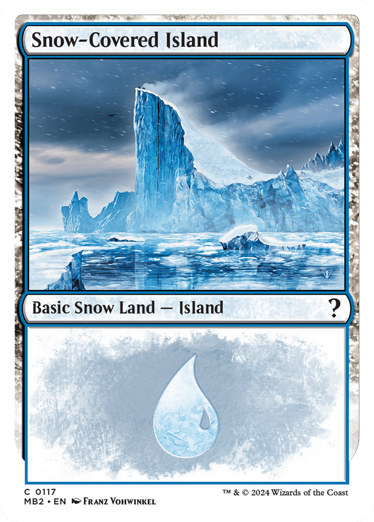 Snow-Covered Island (White Border) [Mystery Booster 2] | Rook's Games and More