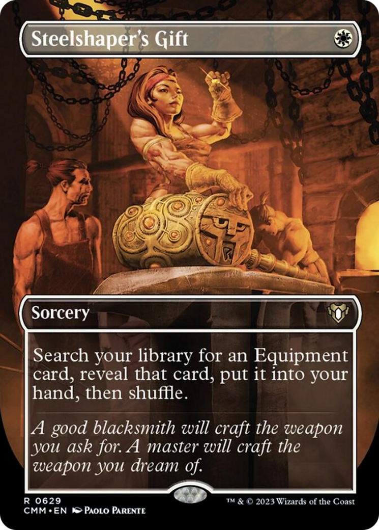 Steelshaper's Gift (Borderless Alternate Art) [Commander Masters] | Rook's Games and More