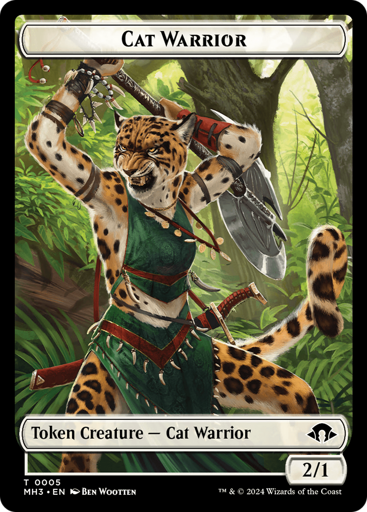 Eldrazi Spawn // Cat Warrior Double-Sided Token [Modern Horizons 3 Tokens] | Rook's Games and More