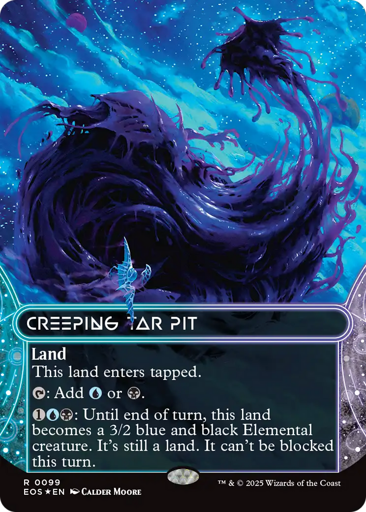 Creeping Tar Pit (0099) (Borderless) (Galaxy Foil) [Edge of Eternities: Stellar Sights] | Rook's Games and More