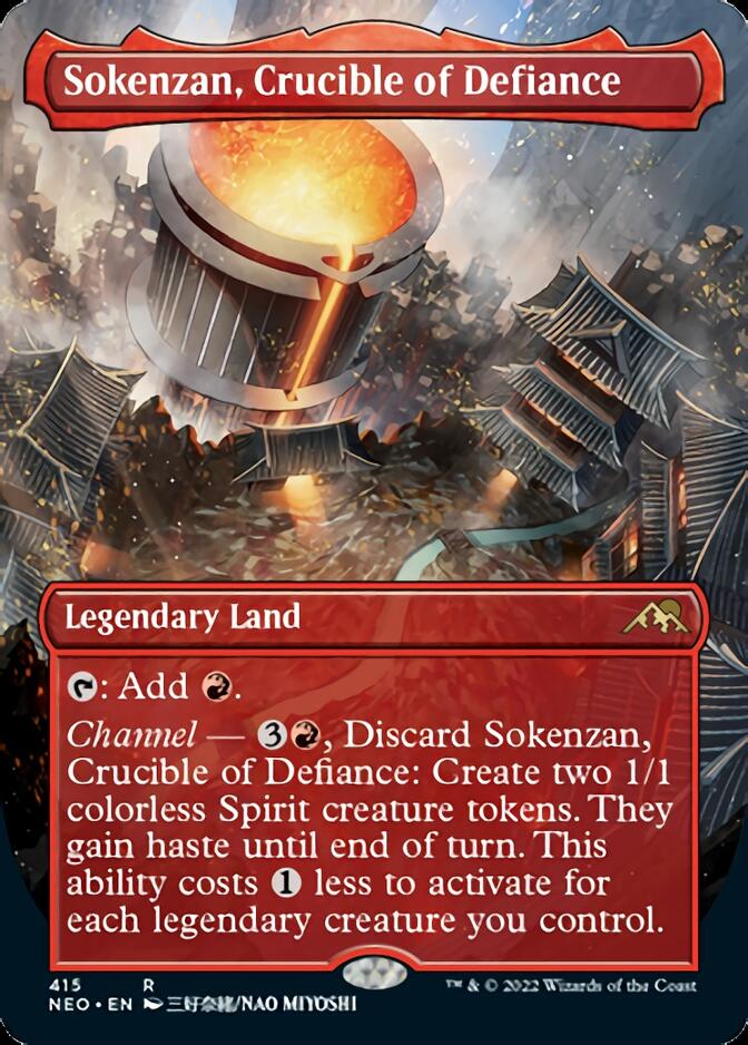 Sokenzan, Crucible of Defiance (Borderless Alternate Art) [Kamigawa: Neon Dynasty] | Rook's Games and More