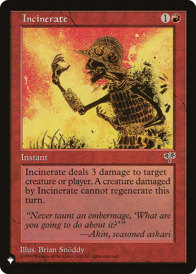 Incinerate [The List] | Rook's Games and More