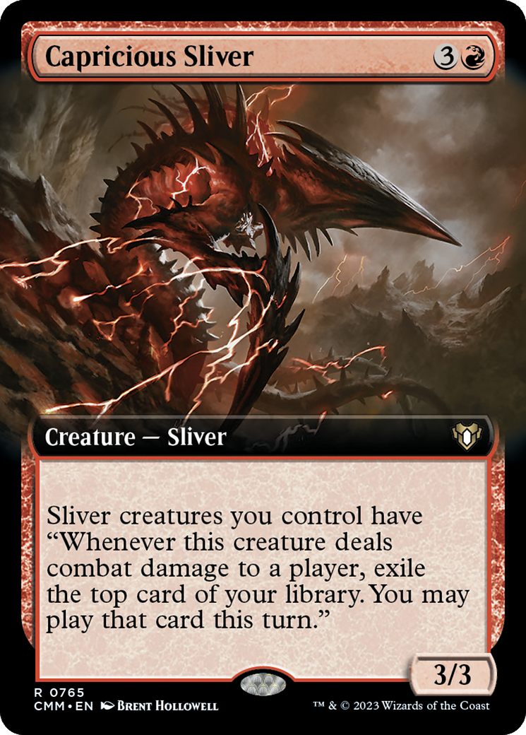 Capricious Sliver (Extended Art) [Commander Masters] | Rook's Games and More