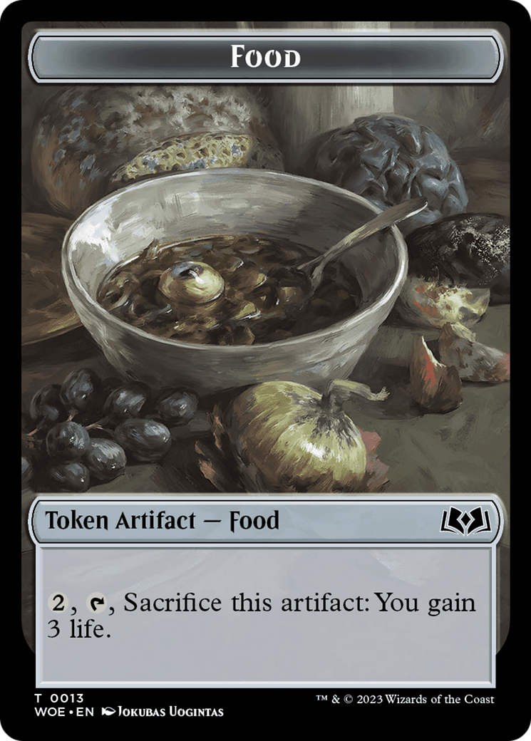 Human // Food (0013) Double-Sided Token [Wilds of Eldraine Tokens] | Rook's Games and More