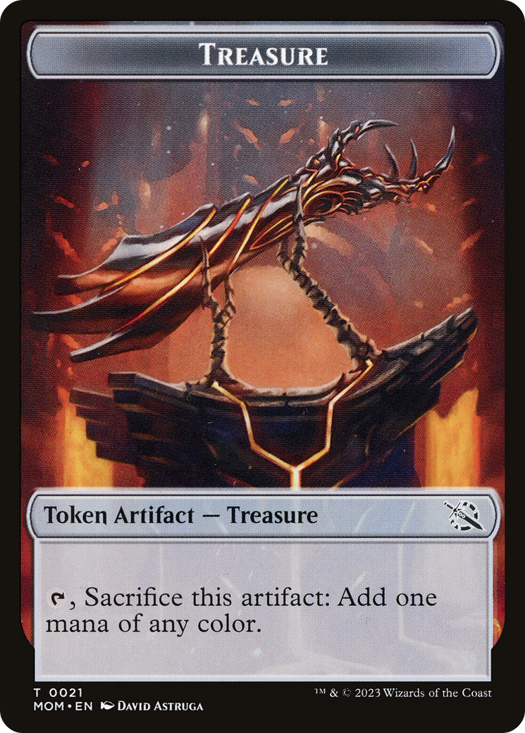 Treasure (21) // Teferi Akosa of Zhalfir Emblem Double-Sided Token [March of the Machine Tokens] | Rook's Games and More