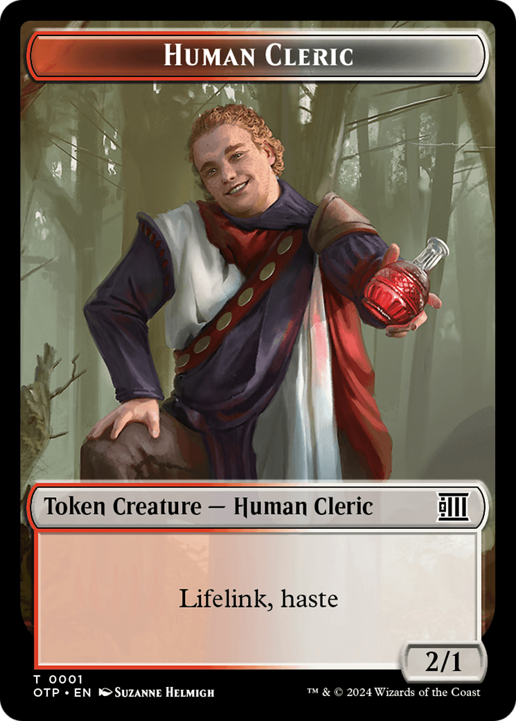 Human Cleric // Plot Double-Sided Token [Outlaws of Thunder Junction: Breaking News Tokens] | Rook's Games and More