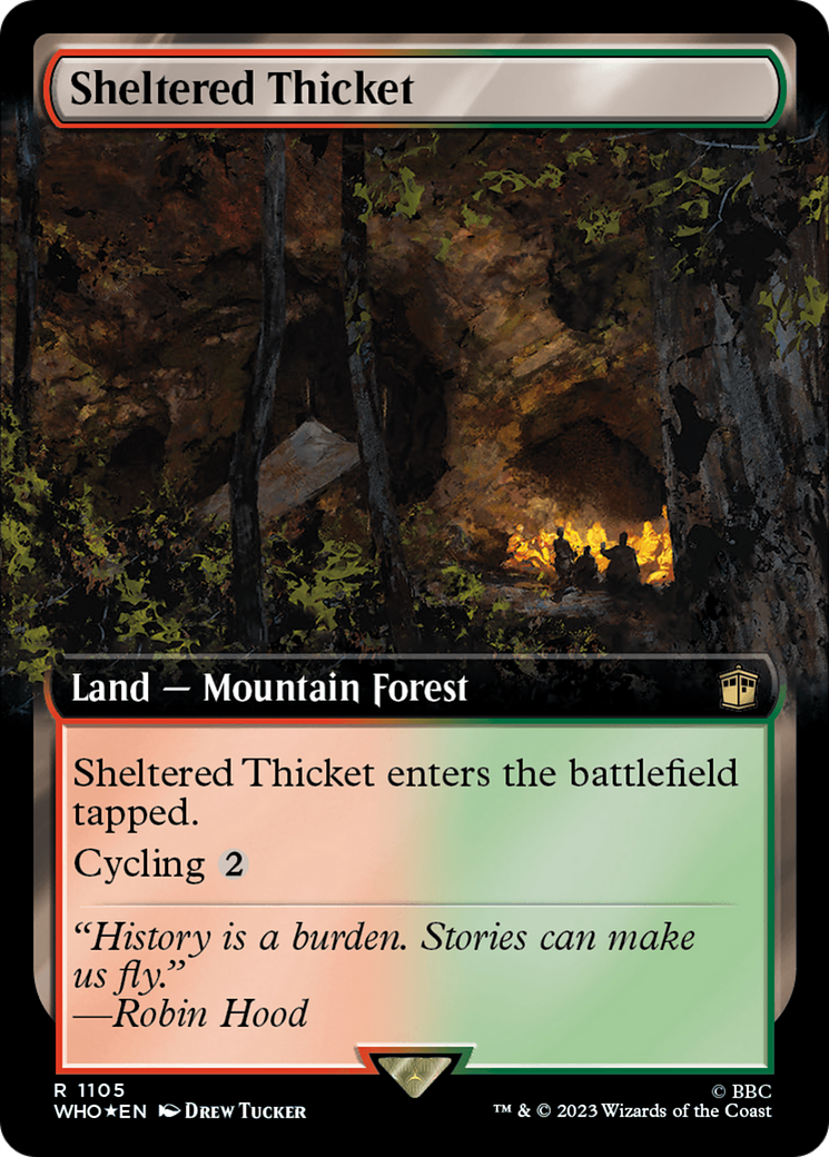 Sheltered Thicket (Extended Art) (Surge Foil) [Doctor Who] | Rook's Games and More