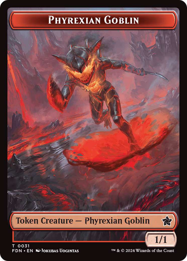 Cat (0027) // Phyrexian Goblin Double-Sided Token [Foundations Tokens] | Rook's Games and More