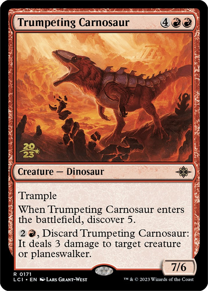 Trumpeting Carnosaur [The Lost Caverns of Ixalan Prerelease Cards] | Rook's Games and More