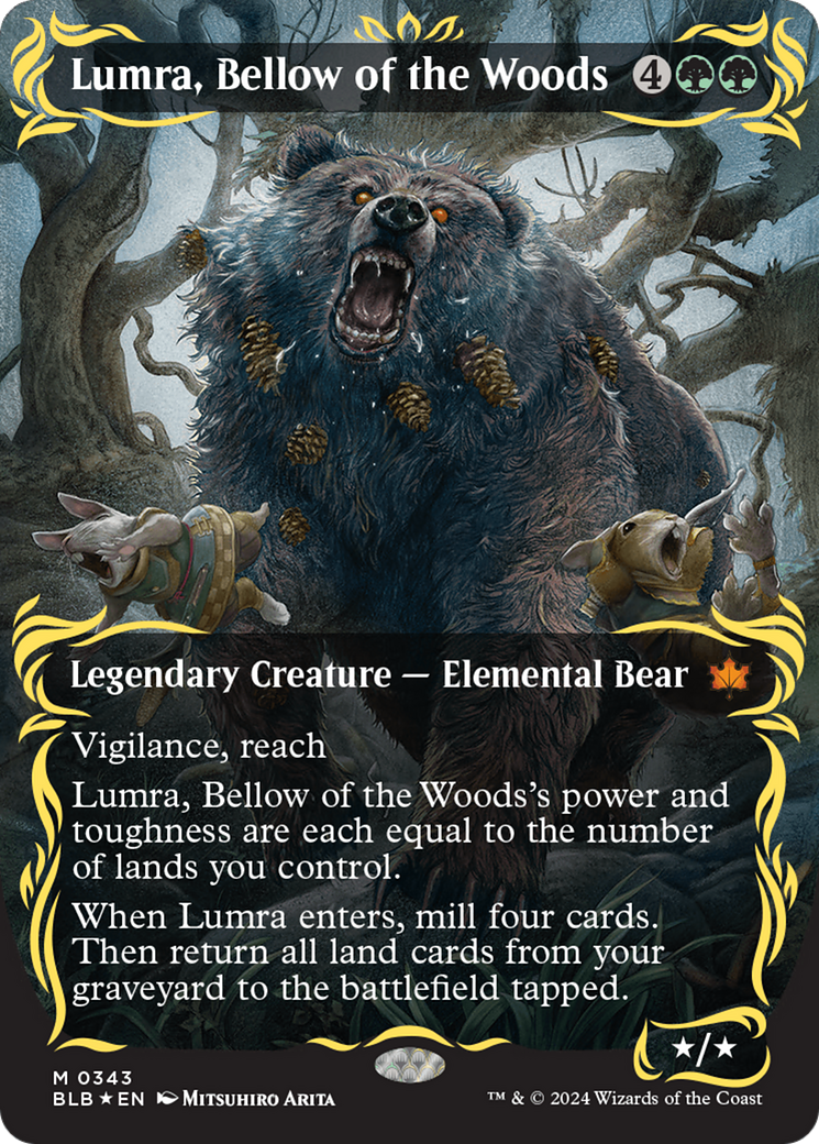 Lumra, Bellow of the Woods (Borderless) (Raised Foil) [Bloomburrow] | Rook's Games and More