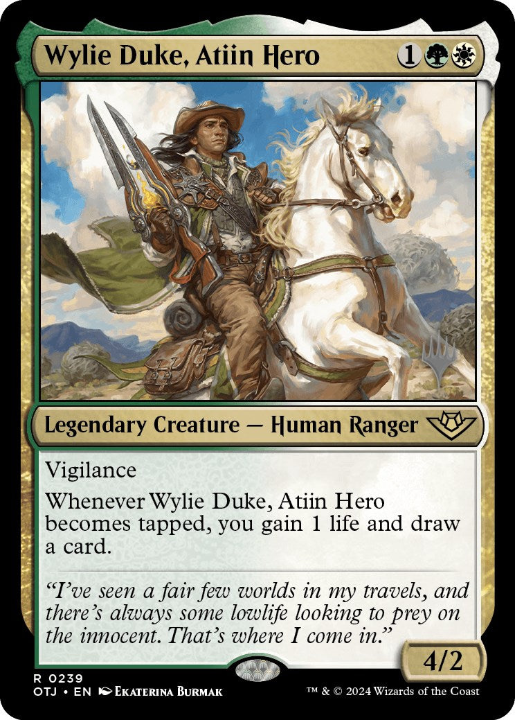 Wylie Duke, Atiin Hero (Promo Pack) [Outlaws of Thunder Junction Promos] | Rook's Games and More