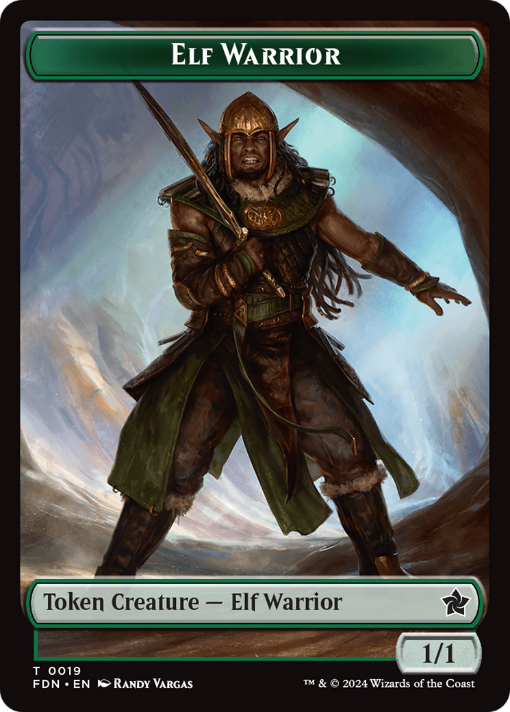 Elf Warrior // Rat (0030) Double-Sided Token [Foundations Tokens] | Rook's Games and More