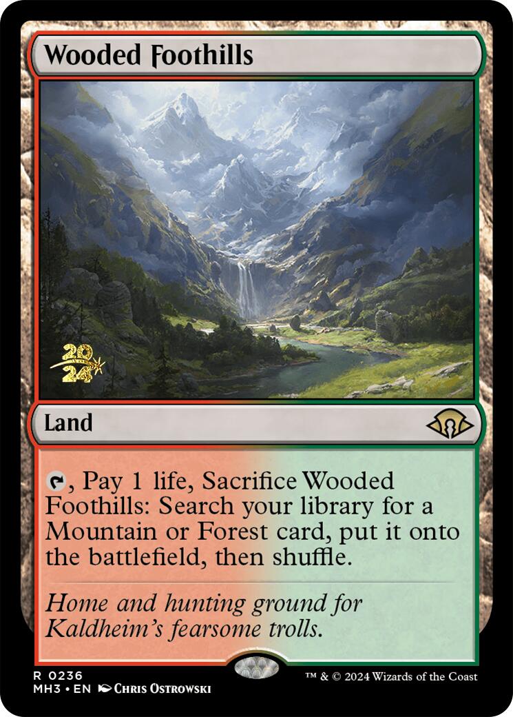 Wooded Foothills [Modern Horizons 3 Prerelease Promos] | Rook's Games and More