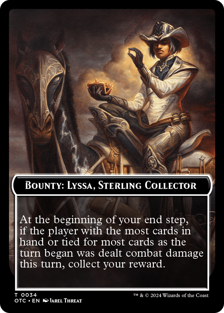 Bounty: Lyssa, Sterling Collector // Bounty Rules Double-Sided Token [Outlaws of Thunder Junction Commander Tokens] | Rook's Games and More