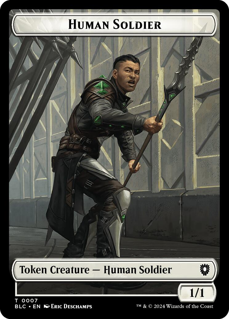 Human Soldier // Wolf (035) Double-Sided Token [Bloomburrow Commander Tokens] | Rook's Games and More