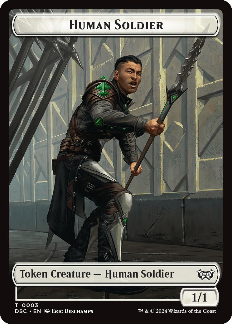 Human soldier // Scarecrow Double-Sided Token [Duskmourn: House of Horror Commander Tokens] | Rook's Games and More