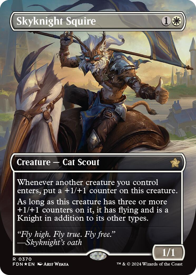 Skyknight Squire (Borderless) (Mana Foil) [Foundations] | Rook's Games and More