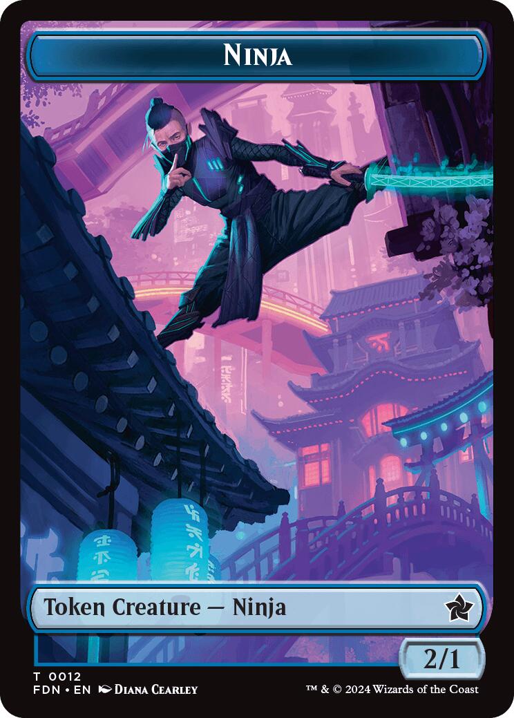 Emblem - Kaito, Cunning Infiltrator // Ninja Doubled-Sided Token [Foundations Tokens] | Rook's Games and More