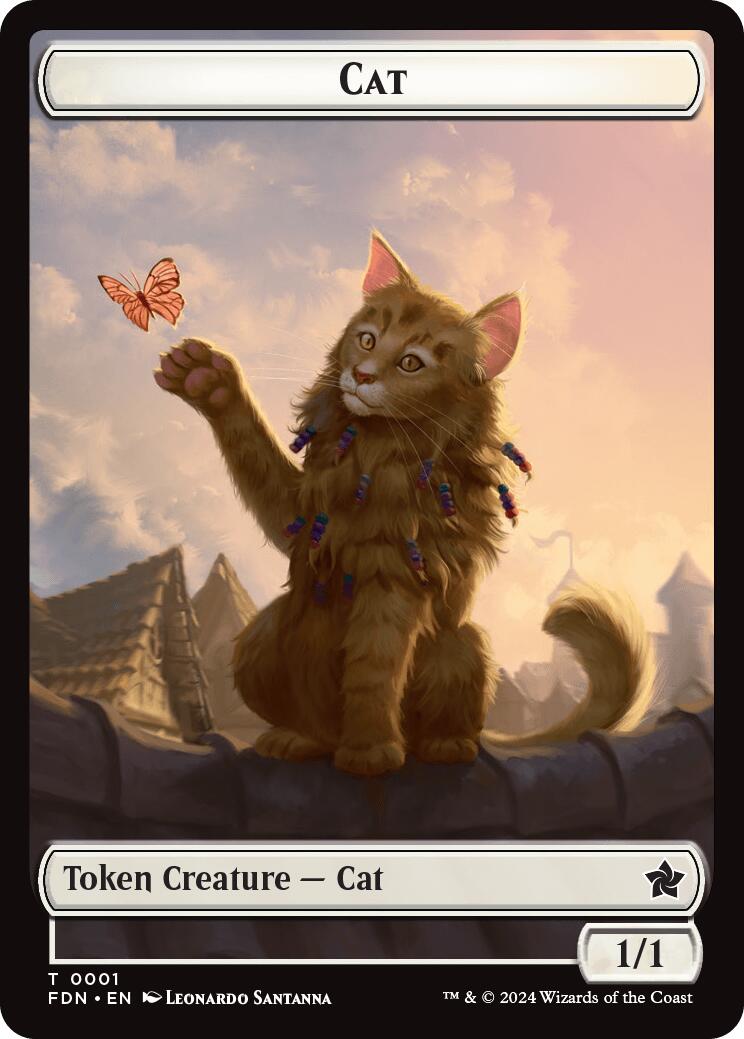 Spirit // Cat (0001) Doubled-Sided Token [Foundations Tokens] | Rook's Games and More
