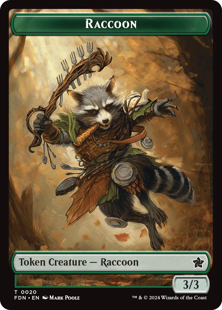 Elf Warrior // Raccoon Doubled-Sided Token [Foundations Tokens] | Rook's Games and More